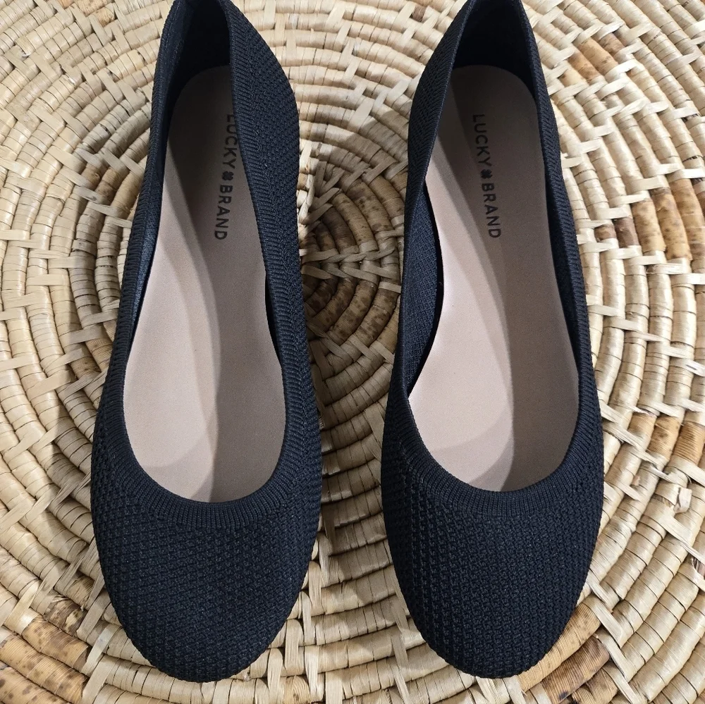 Lucky Brand Women's Knit Black Flats